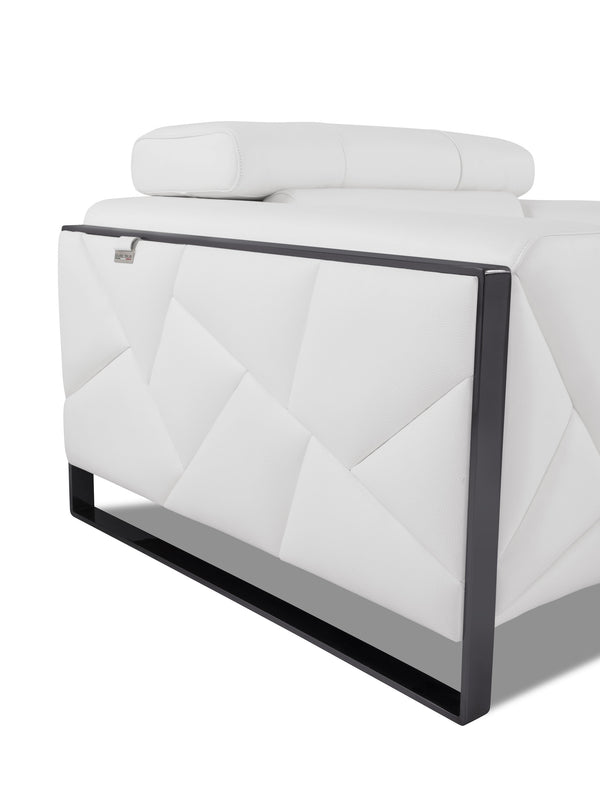 English Elm Global Top Grain Italian Leather Loveseat with 3-Layer High-Density Foam, Stainless Chrome Legs, Solid Wood Frame White B05777947