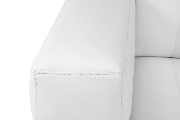 English Elm Global Top Grain Italian Leather Loveseat with 3-Layer High-Density Foam, Chrome Legs & Solid Frame White B05777956
