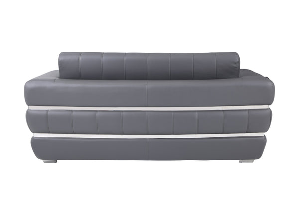 English Elm Global Top Grain Italian Leather Loveseat with 3-Layer High-Density Foam, Chrome Legs & Solid Frame Dark Gray B05777953