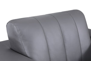 English Elm Global Top Grain Italian Leather Loveseat with 3-Layer High-Density Foam, Chrome Legs & Solid Frame Dark Gray B05777953