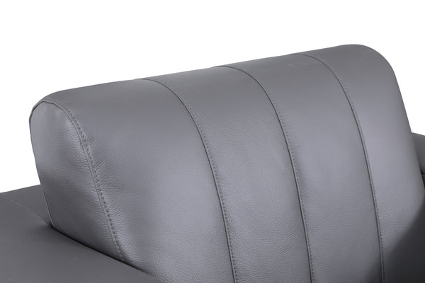 English Elm Global Top Grain Italian Leather Loveseat with 3-Layer High-Density Foam, Chrome Legs & Solid Frame Dark Gray B05777953