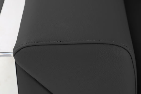 English Elm Global Top Grain Italian Leather Sofa with 3-Layer High-Density Foam, Stainless Steel Legs, Durable Frame Dark Gray B05777942