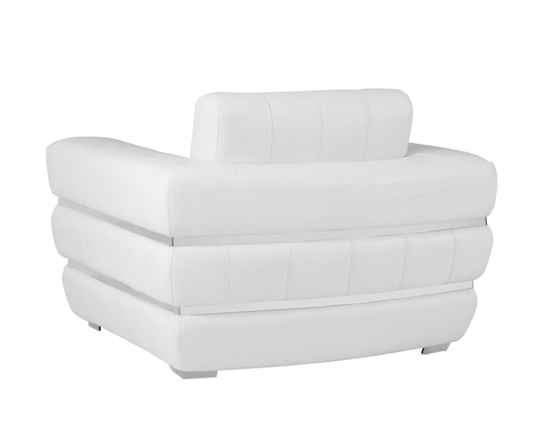 English Elm Global United Top Grain Italian Leather Chair with 3-Layer High-Density Foam, Stainless Steel Legs & Solid Wood Frame White B05777955