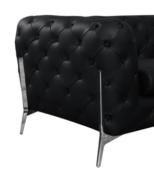 English Elm Global United Italian Leather Accent Chair with Chrome Legs for Modern Living Rooms B05777745