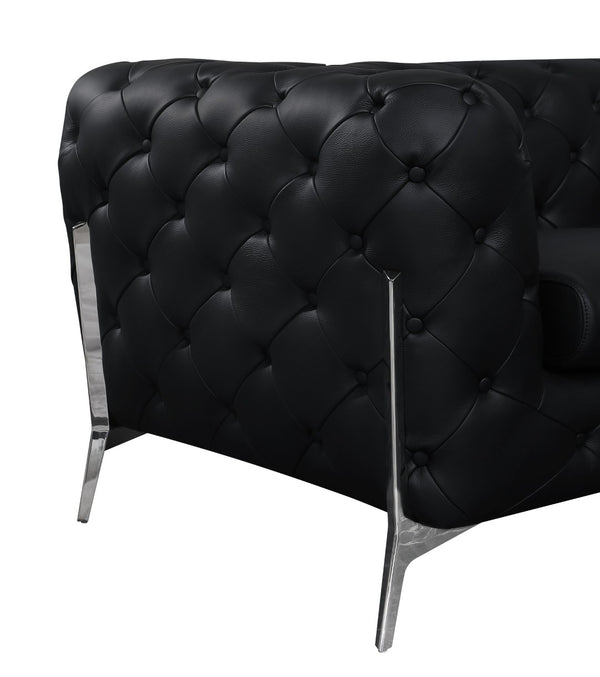 English Elm Global United Italian Leather Accent Chair with Chrome Legs for Modern Living Rooms B05777745