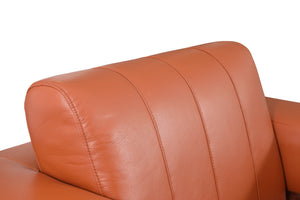 English Elm Global Top Grain Italian Leather Loveseat with 3-Layer High-Density Foam, Chrome Legs & Solid Frame Camel B05777950