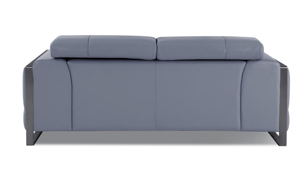 English Elm Global Top Grain Italian Leather Loveseat with 3-Layer High-Density Foam, Stainless Chrome Legs, Solid Wood Frame Light Blue B05777944