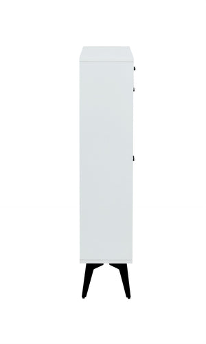 English Elm Shoe Cabinet Slim Tower Matte Finish Vertical Entryway Storage Organizer Enclosed Shelves White W37062873