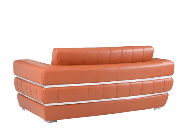 English Elm Global Top Grain Italian Leather Loveseat with 3-Layer High-Density Foam, Chrome Legs & Solid Frame Camel B05777950