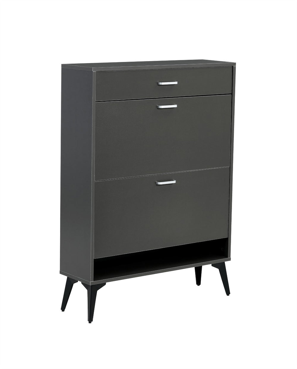 English Elm Shoe Cabinet Slim Tower Matte Finish Vertical Entryway Storage Organizer Enclosed Shelves Antique Gray W37062875