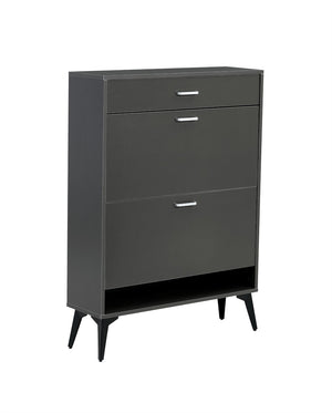 English Elm Shoe Cabinet Slim Tower Matte Finish Vertical Entryway Storage Organizer Enclosed Shelves Antique Gray W37062875