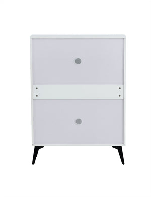 English Elm Shoe Cabinet Slim Tower Matte Finish Vertical Entryway Storage Organizer Enclosed Shelves White W37062873