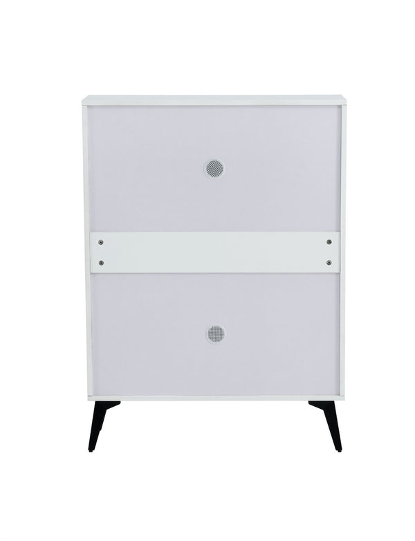 English Elm Shoe Cabinet Slim Tower Matte Finish Vertical Entryway Storage Organizer Enclosed Shelves White W37062873