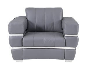 English Elm Global United Top Grain Italian Leather Chair with 3-Layer High-Density Foam, Stainless Steel Legs & Solid Wood Frame Dark Gray B05777952