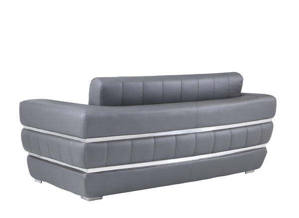 English Elm Global Top Grain Italian Leather Loveseat with 3-Layer High-Density Foam, Chrome Legs & Solid Frame Dark Gray B05777953