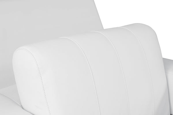 English Elm Global Top Grain Italian Leather Loveseat with 3-Layer High-Density Foam, Chrome Legs & Solid Frame White B05777956