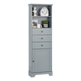 English Elm Grey Tall Storage Cabinet With 3 Drawers and Adjustable Shelves For Bathroom, Kitchen and Living Room, Mdf Board With Painted Finish