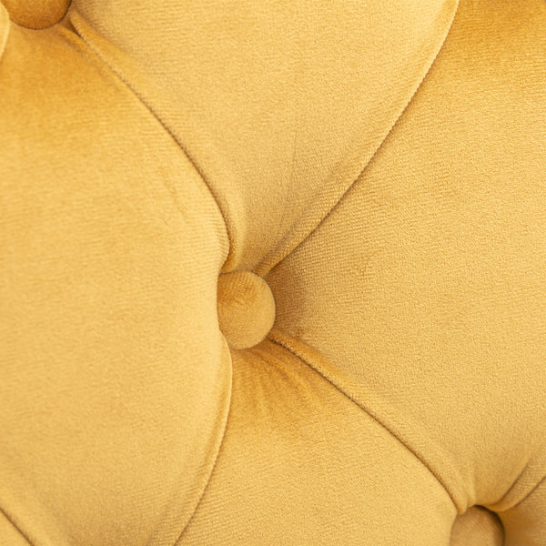 English Elm Contemporary Velvet Upholstered Barstool with Button Tufting, Chrome Nailhead Trim, Solid Wood Frame, High-Density Foam Comfort Gold W1143P177583