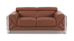 English Elm Global Top-Grain Italian Leather Loveseat In Warm Camel - Elegant Comfort For Modern Living Spaces B05777938