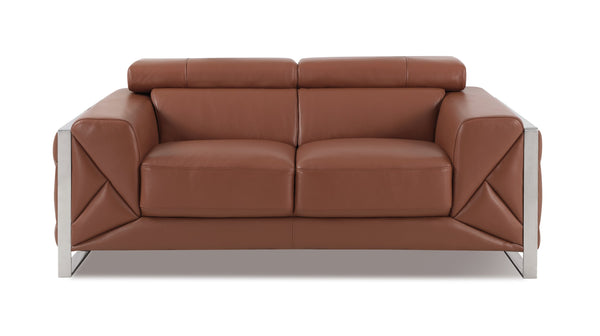 English Elm Global Top-Grain Italian Leather Loveseat In Warm Camel - Elegant Comfort For Modern Living Spaces B05777938