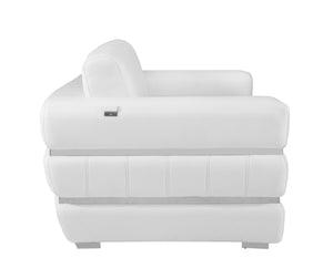 English Elm Global Top Grain Italian Leather Loveseat with 3-Layer High-Density Foam, Chrome Legs & Solid Frame White B05777956