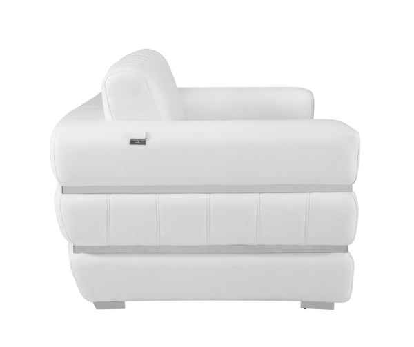 English Elm Global Top Grain Italian Leather Loveseat with 3-Layer High-Density Foam, Chrome Legs & Solid Frame White B05777956