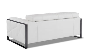 English Elm Global Top Grain Italian Leather Loveseat with 3-Layer High-Density Foam, Stainless Chrome Legs, Solid Wood Frame White B05777947