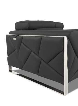 English Elm Global Top Grain Italian Leather Sofa with 3-Layer High-Density Foam, Stainless Steel Legs, Durable Frame Dark Gray B05777942