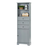 English Elm Grey Tall Storage Cabinet With 3 Drawers and Adjustable Shelves For Bathroom, Kitchen and Living Room, Mdf Board With Painted Finish