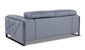 English Elm Global Top Grain Italian Leather Loveseat with 3-Layer High-Density Foam, Stainless Chrome Legs, Solid Wood Frame Light Blue B05777944