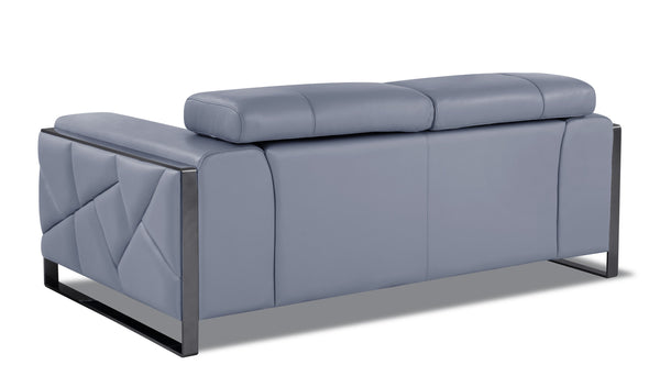 English Elm Global Top Grain Italian Leather Loveseat with 3-Layer High-Density Foam, Stainless Chrome Legs, Solid Wood Frame Light Blue B05777944