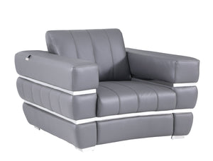 English Elm Global United Top Grain Italian Leather Chair with 3-Layer High-Density Foam, Stainless Steel Legs & Solid Wood Frame Dark Gray B05777952