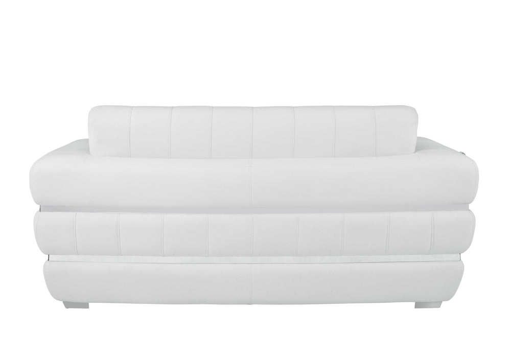 English Elm Global Top Grain Italian Leather Loveseat with 3-Layer High-Density Foam, Chrome Legs & Solid Frame White B05777956