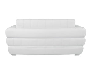English Elm Global Top Grain Italian Leather Loveseat with 3-Layer High-Density Foam, Chrome Legs & Solid Frame White B05777956