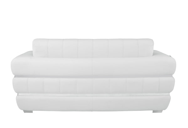 English Elm Global Top Grain Italian Leather Loveseat with 3-Layer High-Density Foam, Chrome Legs & Solid Frame White B05777956