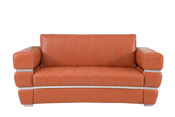 English Elm Global Top Grain Italian Leather Loveseat with 3-Layer High-Density Foam, Chrome Legs & Solid Frame Camel B05777950