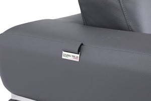 English Elm Global Top Grain Italian Leather Loveseat with 3-Layer High-Density Foam, Chrome Legs & Solid Frame Dark Gray B05777953