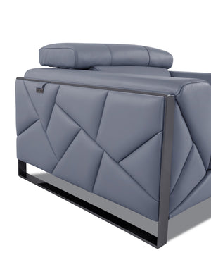 English Elm Global Top Grain Italian Leather Loveseat with 3-Layer High-Density Foam, Stainless Chrome Legs, Solid Wood Frame Light Blue B05777944