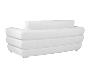 English Elm Global Top Grain Italian Leather Loveseat with 3-Layer High-Density Foam, Chrome Legs & Solid Frame White B05777956
