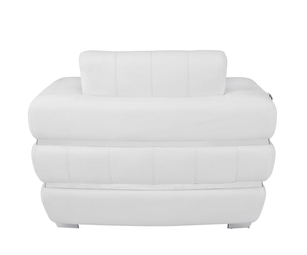 English Elm Global United Top Grain Italian Leather Chair with 3-Layer High-Density Foam, Stainless Steel Legs & Solid Wood Frame White B05777955