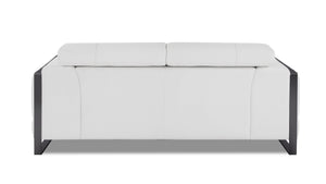 English Elm Global Top Grain Italian Leather Loveseat with 3-Layer High-Density Foam, Stainless Chrome Legs, Solid Wood Frame White B05777947