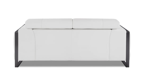 English Elm Global Top Grain Italian Leather Loveseat with 3-Layer High-Density Foam, Stainless Chrome Legs, Solid Wood Frame White B05777947