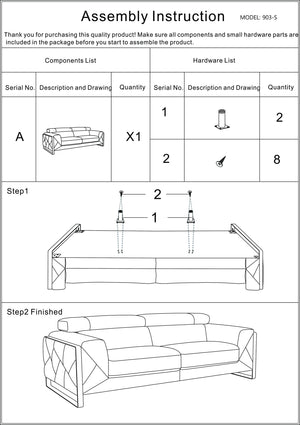 English Elm Global Top Grain Italian Leather Sofa with 3-Layer High-Density Foam, Stainless Steel Legs, Durable Frame Light Blue B05777945