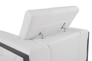 English Elm Global Top Grain Italian Leather Loveseat with 3-Layer High-Density Foam, Stainless Chrome Legs, Solid Wood Frame White B05777947
