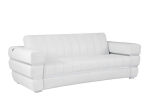 English Elm Global Top Grain Italian Leather Sofa with 3-Layer High-Density Foam, Stainless Steel Legs, Luxurious Craftsmanship White B05777957