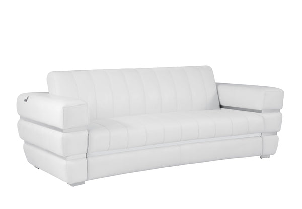 English Elm Global Top Grain Italian Leather Sofa with 3-Layer High-Density Foam, Stainless Steel Legs, Luxurious Craftsmanship White B05777957