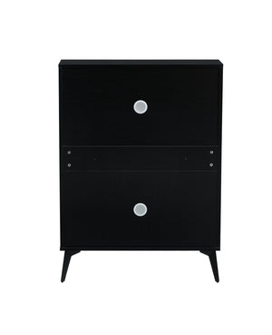 English Elm Shoe Cabinet Slim Tower Matte Finish Vertical Entryway Storage Organizer Enclosed Shelves Black W37062874