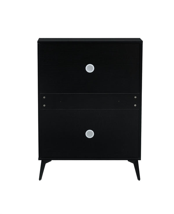 English Elm Shoe Cabinet Slim Tower Matte Finish Vertical Entryway Storage Organizer Enclosed Shelves Black W37062874