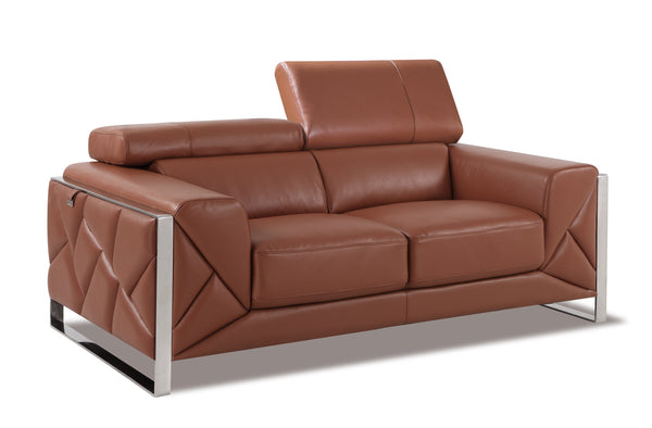 English Elm Global Top-Grain Italian Leather Loveseat In Warm Camel - Elegant Comfort For Modern Living Spaces B05777938