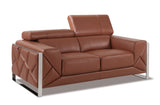 English Elm Top Grain Italian Leather Loveseat